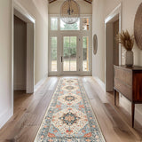 Area Rugs Washable Non-Slip, Floral Vintage Distress Print Pattern Medallion Carpet for Living Room Bedroom Dining Room