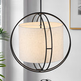 4-Light 20 Inch Boho Drum Chandelier With Fabric Shade Modern Pendant Light Fixture For Kitchen, Living Room, Dining Room, Bedroom, And Foyer