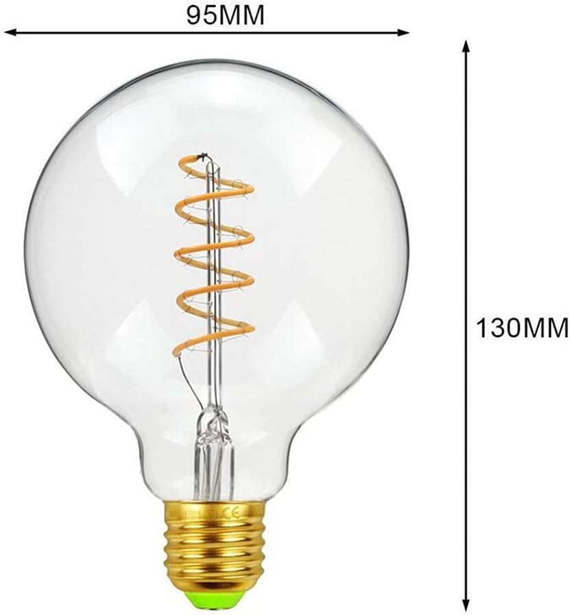 G95 Dimmable LED Edison Bulb 4W G25 LED Spiral Filament Bulbs Decorative Light Bulb,Clear Glass,40W Equivalent,Warm