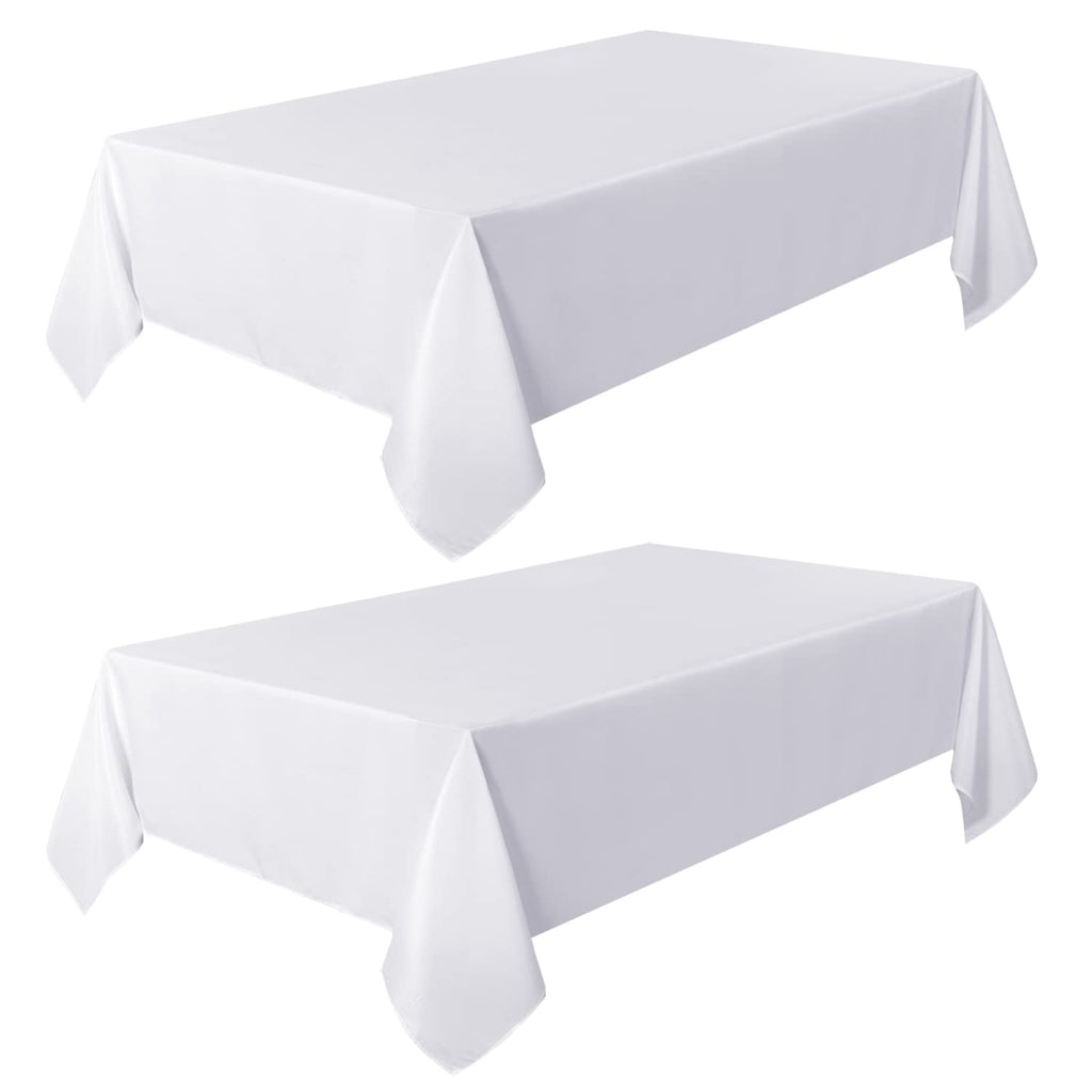 2 Pack White Table Cloth 60x120 Inch for 8 Feet Rectangle Tables