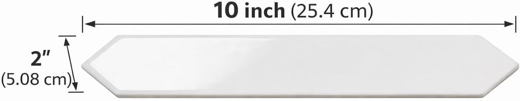 2x10 White Bright Picket Arrow Ceramic Wall Tile - Glossy Finish Backsplash, Shower, Bathroom, Accent Wall - 88