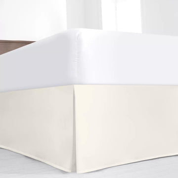 Luxury Pleated Twin Bed Skirt with Split Corners - 12" Drop, Easy Fit, Wrinkle-Free, 500TC 100% Soft Egyptian Cotton