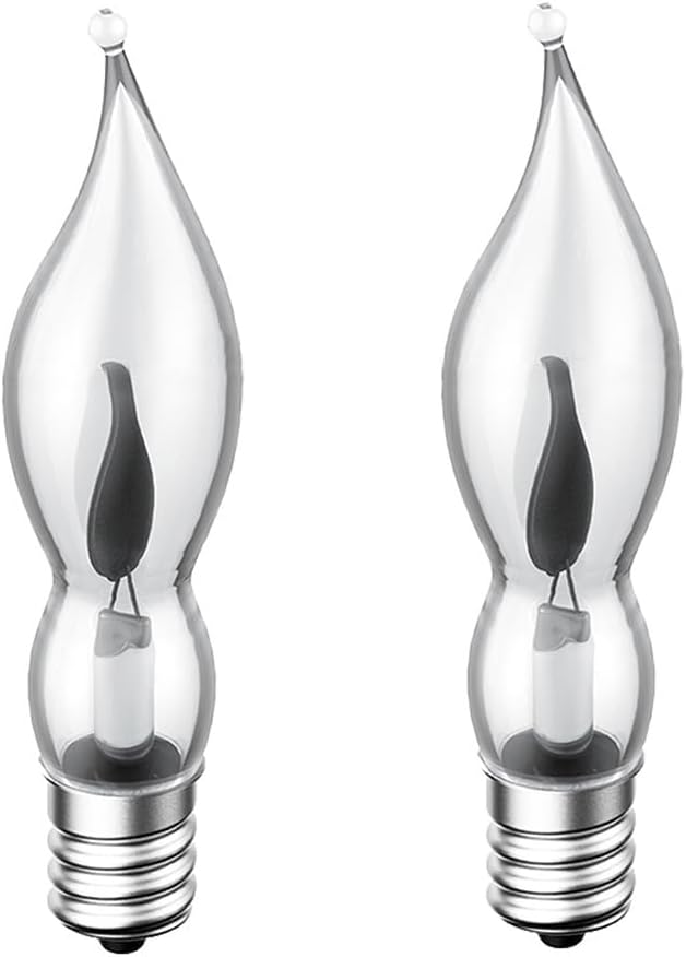 Flicker Flame Crystal Clear Flame Tip Candelabra Replacement Bulbs - Great for Electric Window Candle Lamps CA5 E12 1