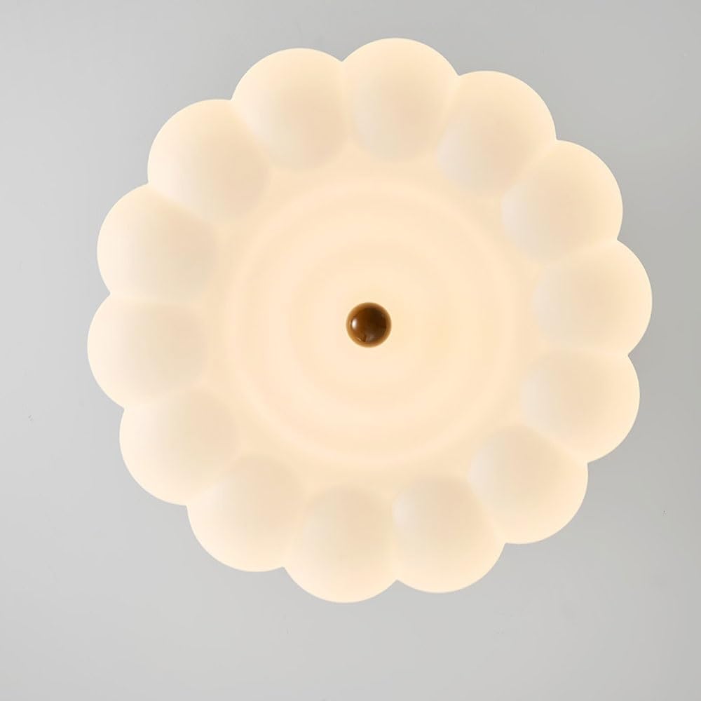 Modern Semi-Flush Mount Ceiling Light, Cloud Scalloped LED Fixture, 20.5 Inch Coffee Lamp, Eye Protection Design