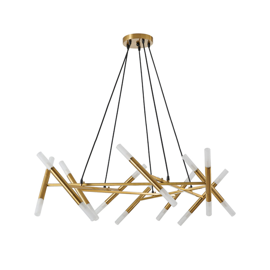 41-inch Chandelier, Modern Pendant Light Fixture – Perfect For Home/commercial Spaces, Iron Build+frosted Tubes, Black Adjustable Cords, Minimalist Design, Bulb Excluded