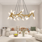 41-inch Chandelier, Modern Pendant Light Fixture – Perfect For Home/commercial Spaces, Iron Build+frosted Tubes, Black Adjustable Cords, Minimalist Design, Bulb Excluded