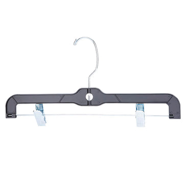 Black Plastic Skirt and Pants Hangers with Clips, 14 in, 20 Pack