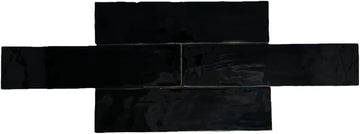 3x12 Handmade Look Black Ceramic Subway Tile Walls and Kitchen Backsplashes - Glossy Finish (Box Covers 5.5 Sq. Ft.)