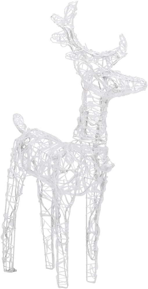 Acrylic Christmas Reindeers & Sleigh Decoration, Warm White LED Lights, Weatherproof PVC/Steel Frame, Pre-Lit