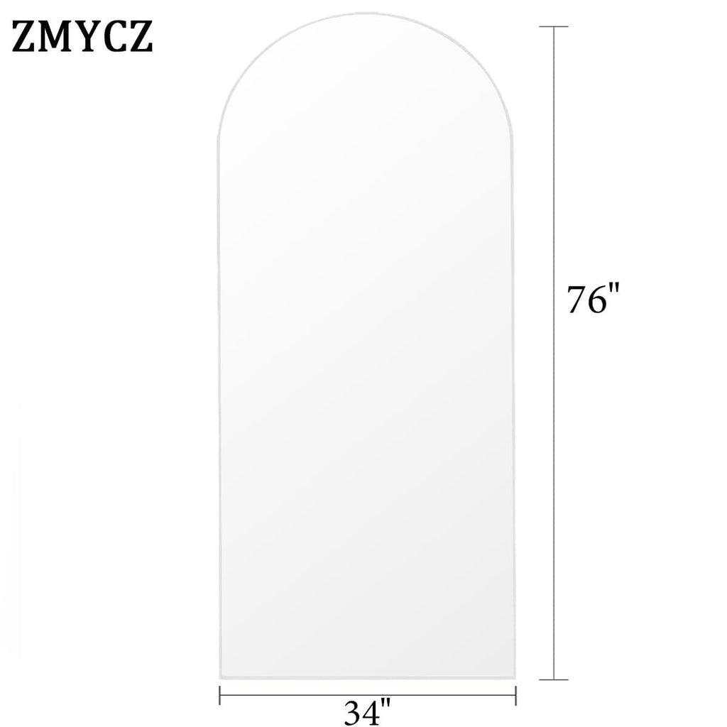 Arch Full Length Mirror, 76"x34" Standing Floor Body Mirror (White)