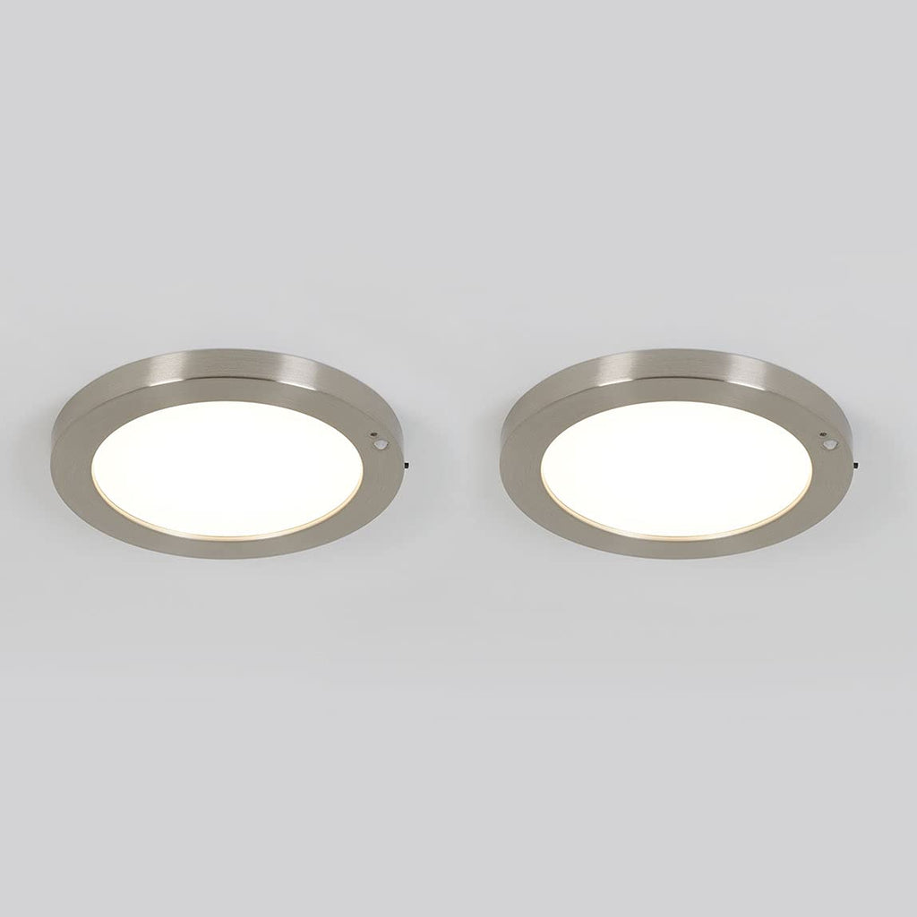 Lumo 2 Pack 8" LED Closet Light with Motion Sensor, Brushed Nickel, Use in Wardrobe, Walk-in, Under Cabinet, Garage