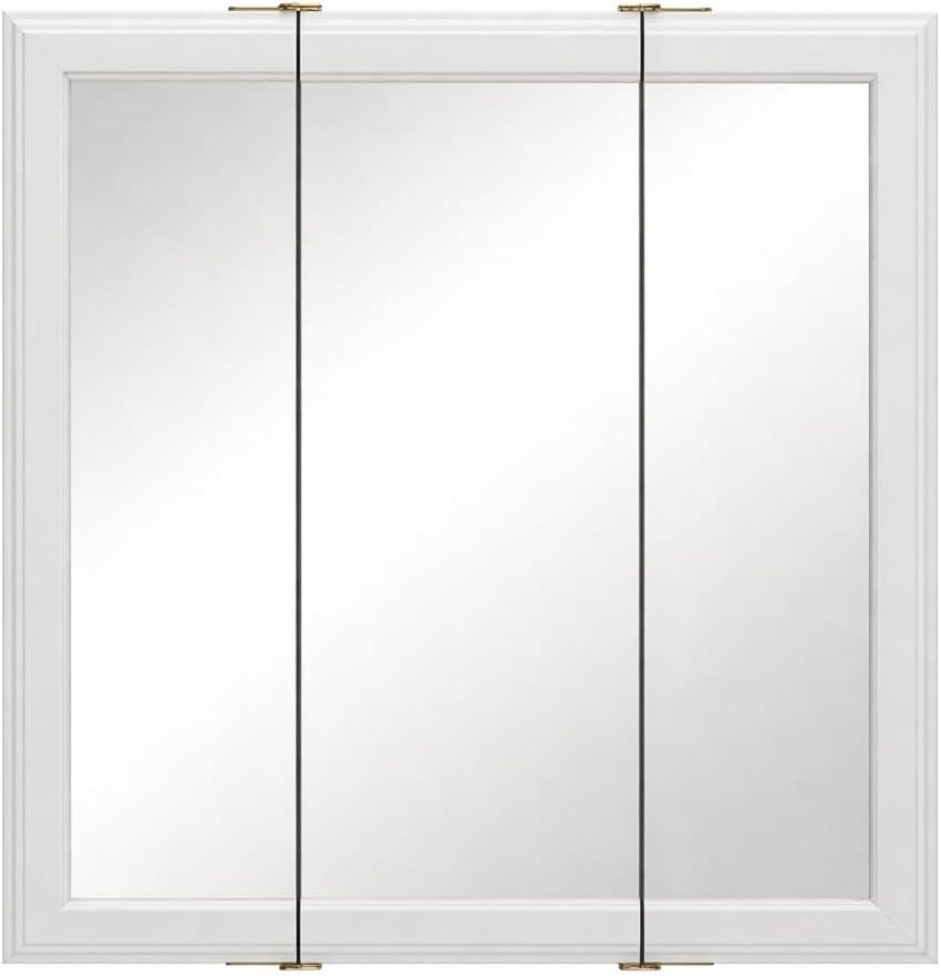 Wyndham Bathroom Medicine Cabinet with Mirror, 30 Inch Wall Mount Medicine Cabinet, 3 Mirrored Doors, Bathroom Wall