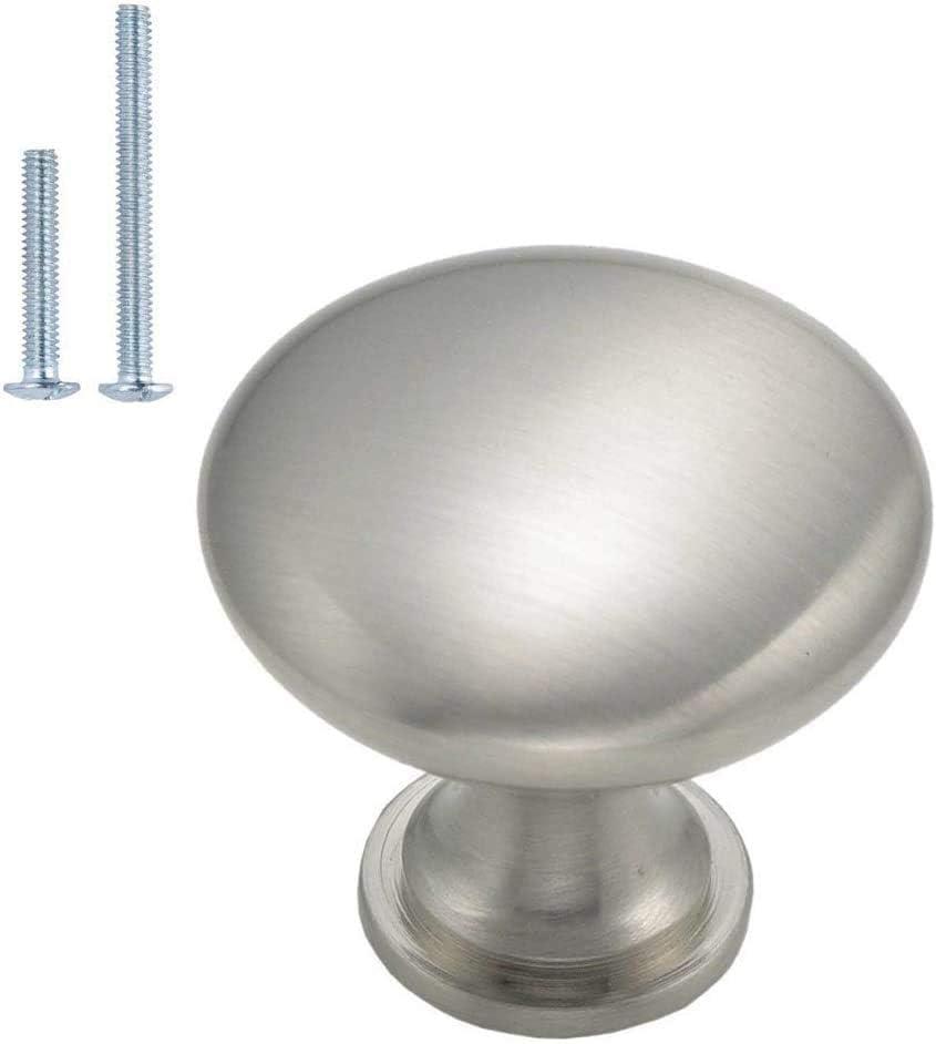 10 Pack Brushed Nickel Cabinet Knobs, Single Hole Dresser Pulls, Satin Nickel Knobs, Drawer Knobs, Silver Hardware for