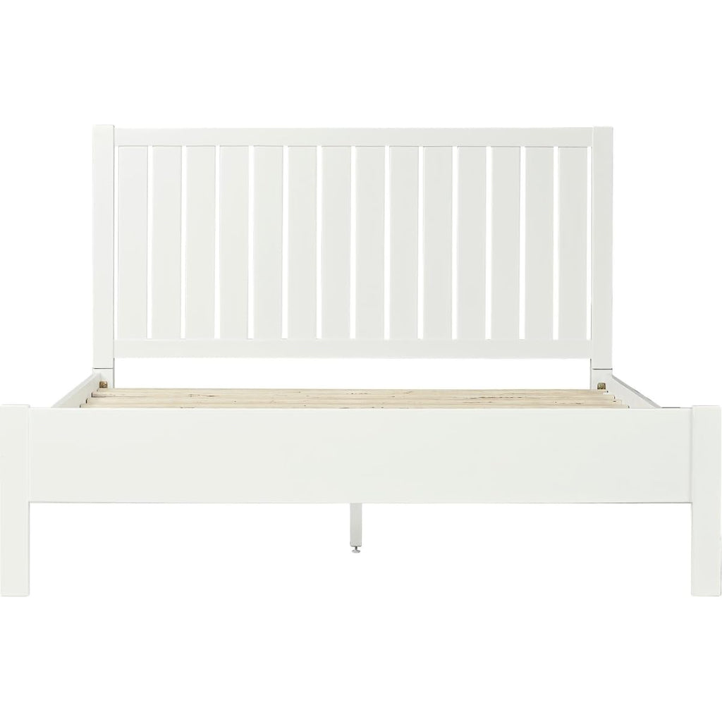Shiplap Texture Solid Wood King Bed Frame, White