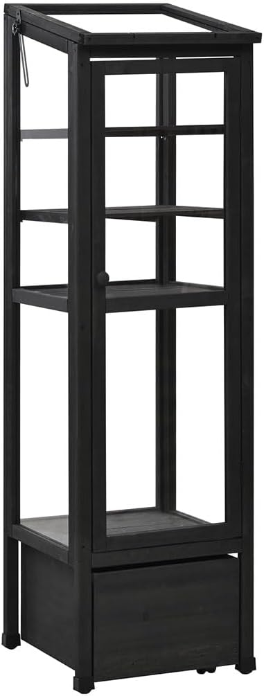 Wooden Cold Frame Greenhouse, Portable Garden Raised Flower Planter Shelf with 3 Removable shelves Mini Greenhouse