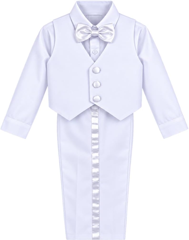 Boys Piece Tuxedo Suit, Black White Ivory