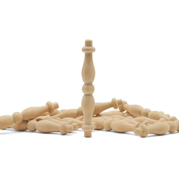 Wooden Baluster Spindles 3-3/8", Pack of 100 Wood Spindles for Crafts, Woodworking, and Furniture