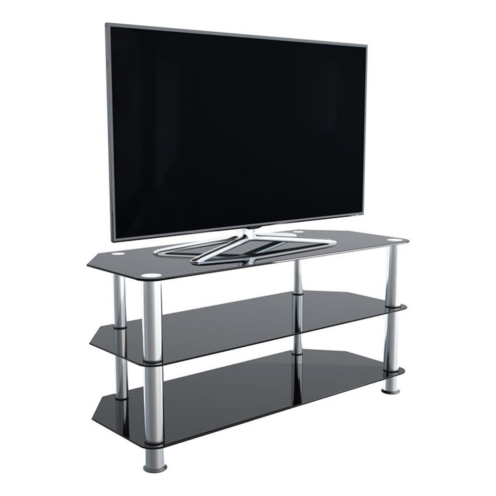 Transitional Steel and Glass for up to 50" TVs in Black/Chrome