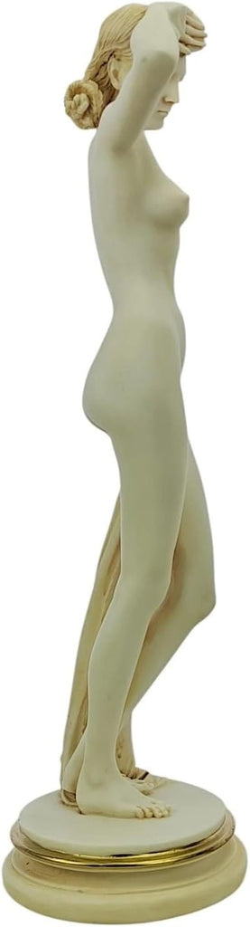 Female Classical Statue Sculpture, Greek Inspired Cast Marble Figurine 17 in, Patina Finish Art Sculpture, Handmade