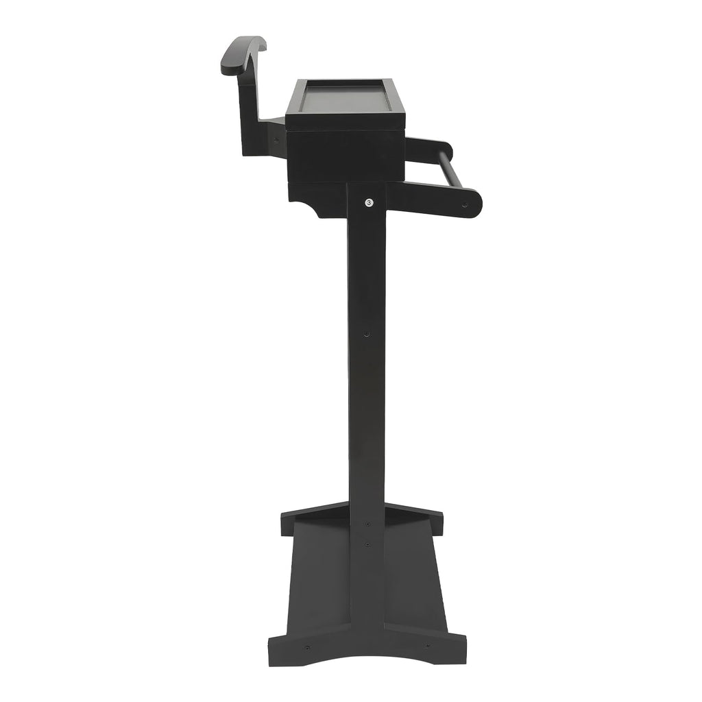 Wood Men Valet Stand Multifunction Clothes Valet Floorstanding Suit Stand Rack with Drawer & Shoe Rack Use (Black)