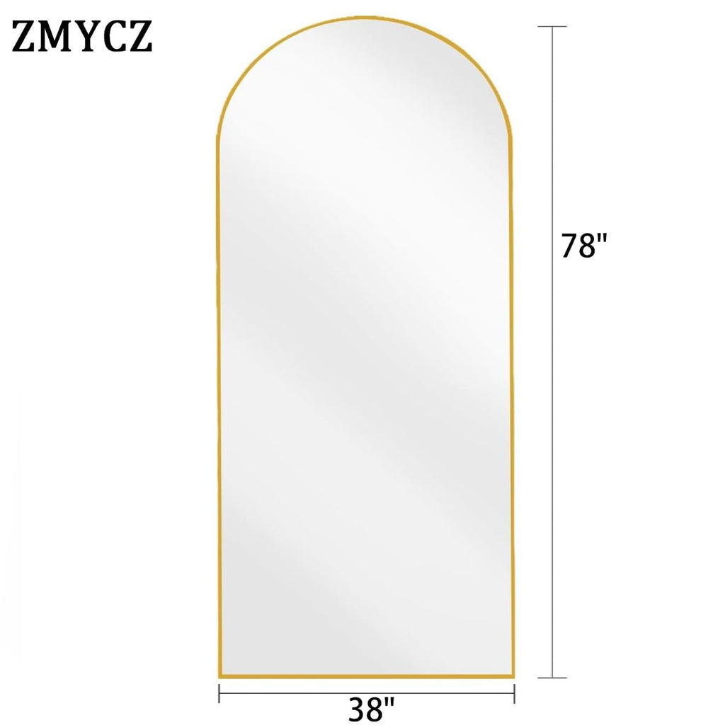 Full Length Mirror, 78"x38" Oversize Arch Floor Length Mirror (Gold)