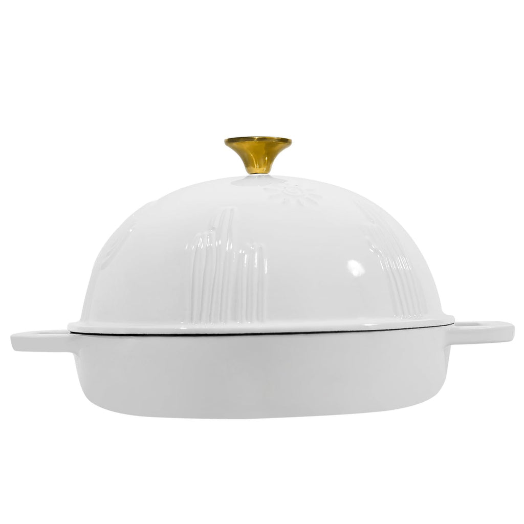 Bread Oven Cast Iron Bread Dutch Oven with Cloche Lid for Bread Baking White Enameled Cast Iron Bread Oven with Dome