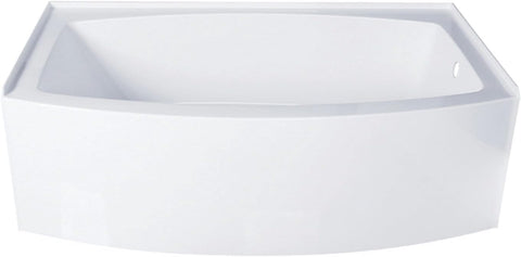 VTDR663222R 66-Inch Acrylic Curved Apron 3-Wall Alcove Tub with Right Hand Drain, Glossy White