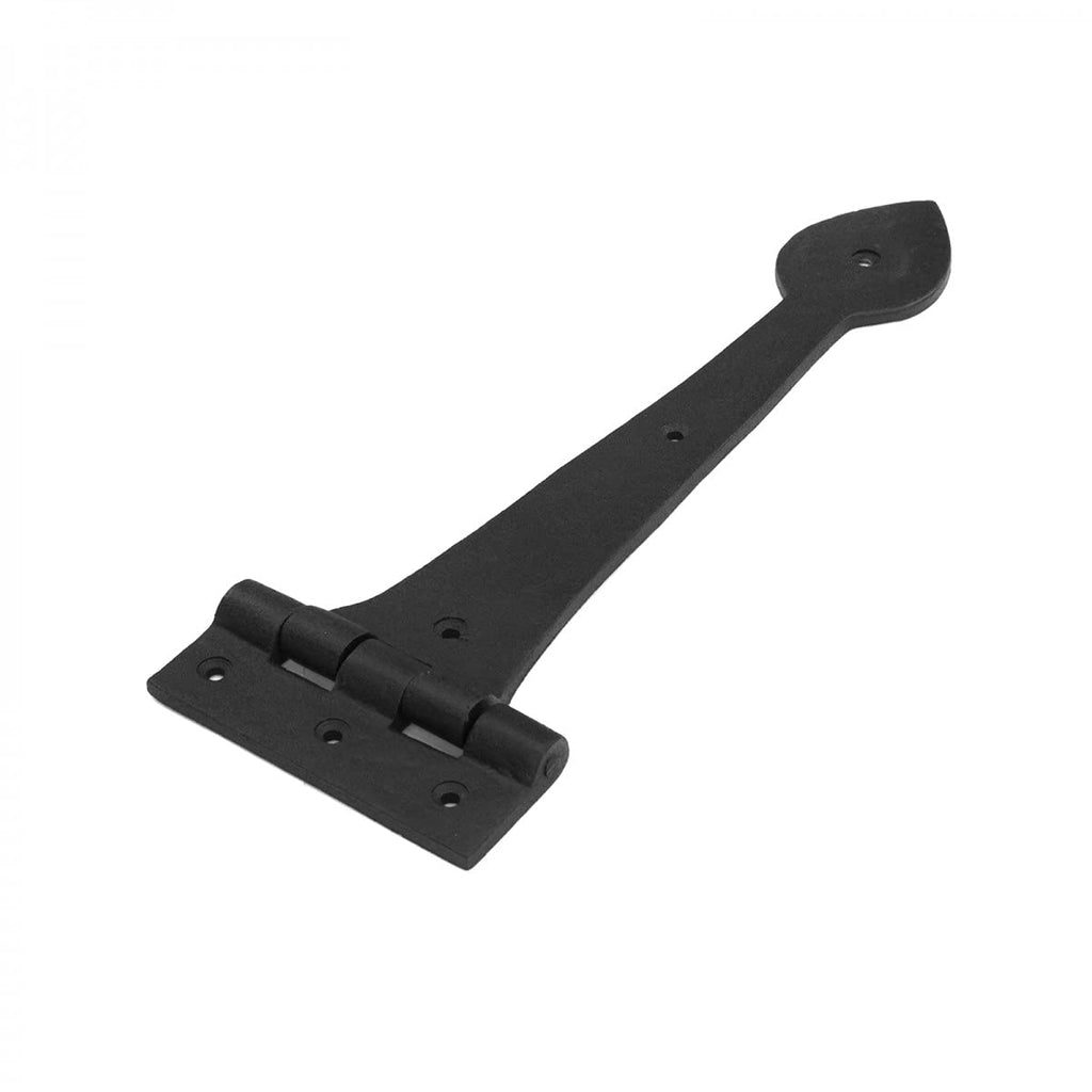 Strap Hinge 12 in. Spade Tip Black Wrought Iron Strap Gate and Door Hinges with Hardware Pack of 2
