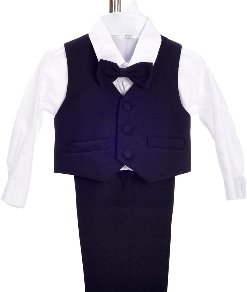Boys 5 Pcs Formal Tuxedo Suits, Baby Toddler to 8Y