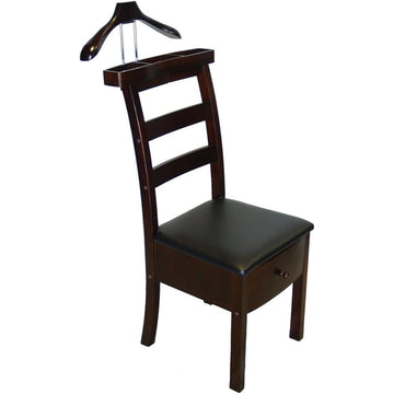 Wooden Chair Valet with Drawer Hanger Trouser Bar Belt And Tie Rack Storage Seat Luxury Suit Stand Clothes Organizer