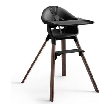 Clikk High Chair, Black/Warm Brown - All-in-One High Chair with Tray + Harness - Light, Durable & Travel Friendly