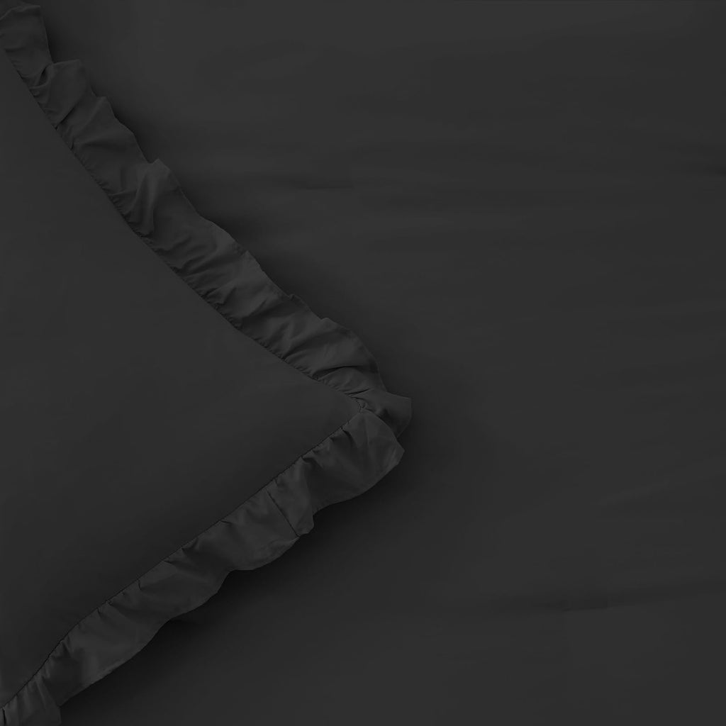 Comforter Sets, Ruffle Bedding Set, 3 Piece Bed Set, Black