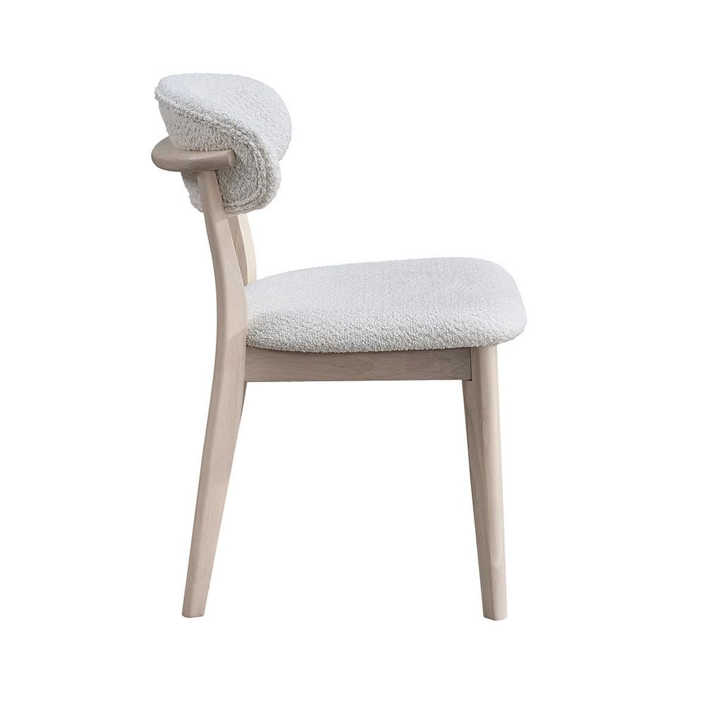2Pcs Upholstered Wood Dining Chair, White Wash Color