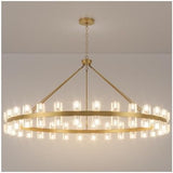 60 Inch Gold Wagon Wheel Chandelier with Crystal Shade, 60 Lights, Modern Farmhouse Style, Ideal for Dining Room, Kitchen, Entryways A117-B0DJ19SS4C