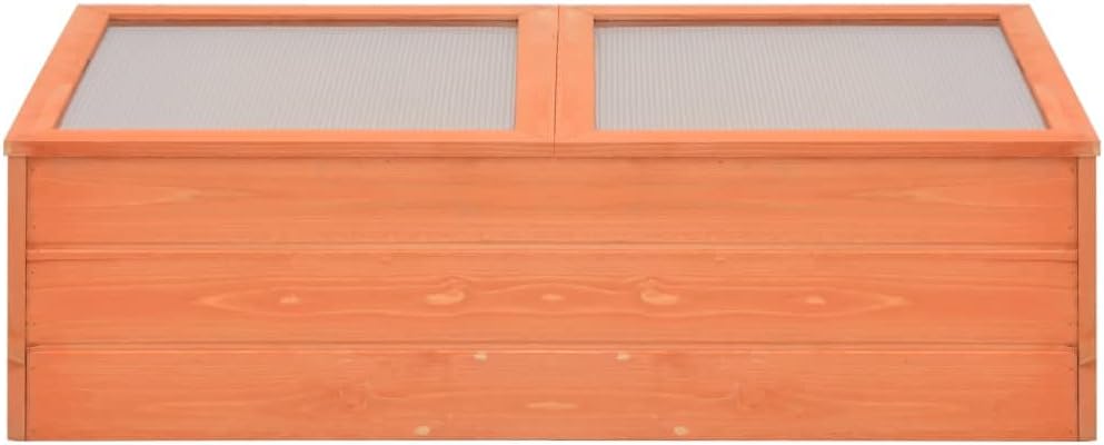 Wooden Cold Frame Greenhouse 39.4 x 19.7 x 13.4 Inches, Raised Garden Bed with PC Board Panels and Hinged Lid for