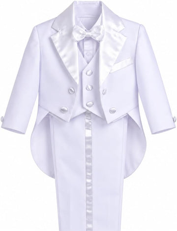 Boys Piece Tuxedo Suit, Black White Ivory
