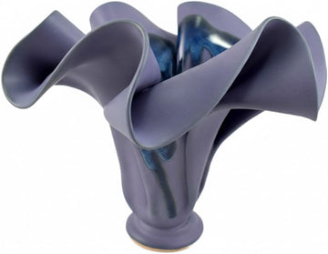 Contemporary Handmade Stoneware Pottery Ripple Vase in French Lilac, 7.5"