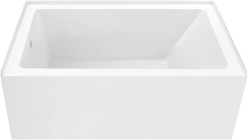 VTAP5436L22 54-Inch Acrylic 3-Wall Alcove Tub with Left Hand Drain, Glossy White
