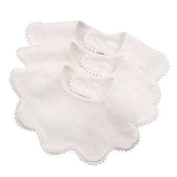3 PCS White Flower Baby Bibs Infant Burp Clothes for Baby Girls Saliva Towel Cotton Infant Toddler Girls Bibs