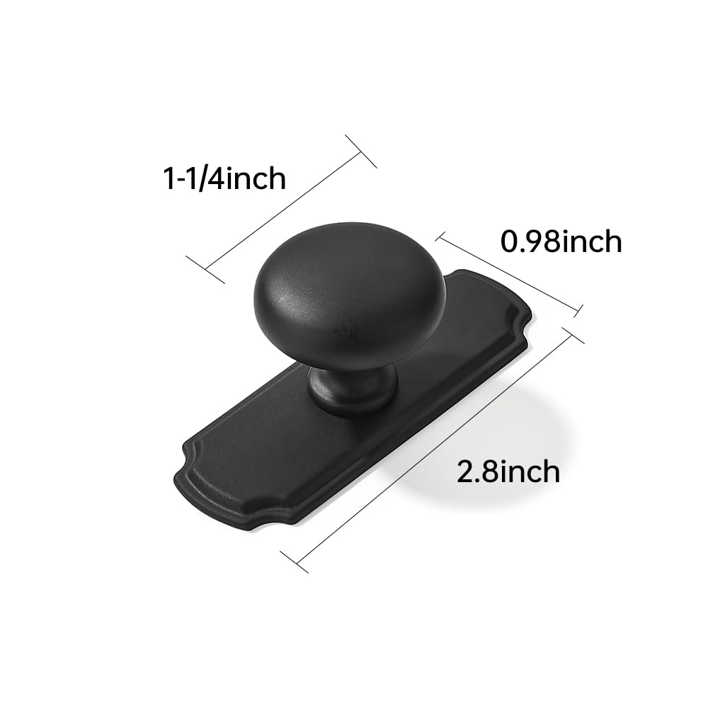 10 Pack 1-1/4 inch Backplate for Cabinet Knobs Matte Black Drawer Knobs Cabinet Hardware Vintage Aged with Backplate