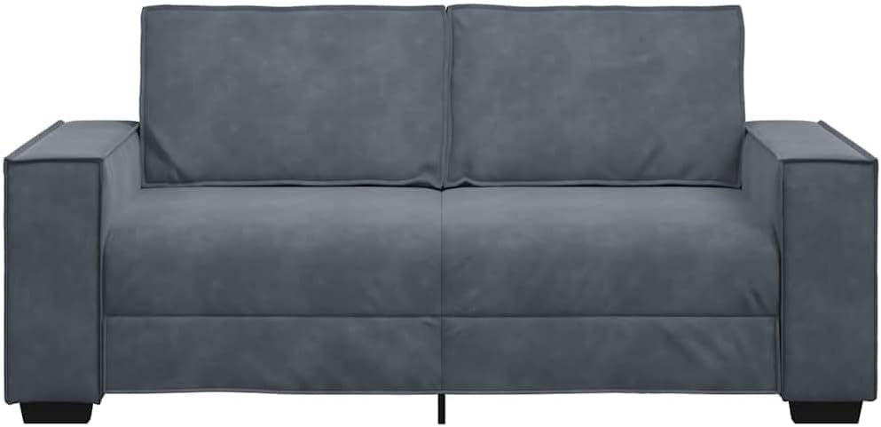 Upholstered 2-Seater Sofa Dark Gray 55.1 Inch Velvet Loveseat with Wide Armrests , Small Sofa with Sturdy Wood and