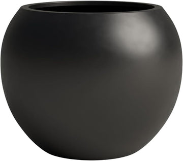 Wil&Vic89s Nova Round Fiberglass Planter 16.7H x21D Indoor Outdoor Black | Coco mat included, Large plant pot, Tree