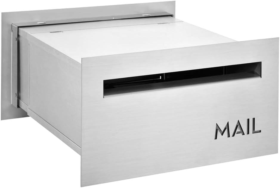 Brick-in Chute Through The Wall Stainless Steel Mailbox - Modern Architectural Locking Design - 8.75" H x 15.75" W