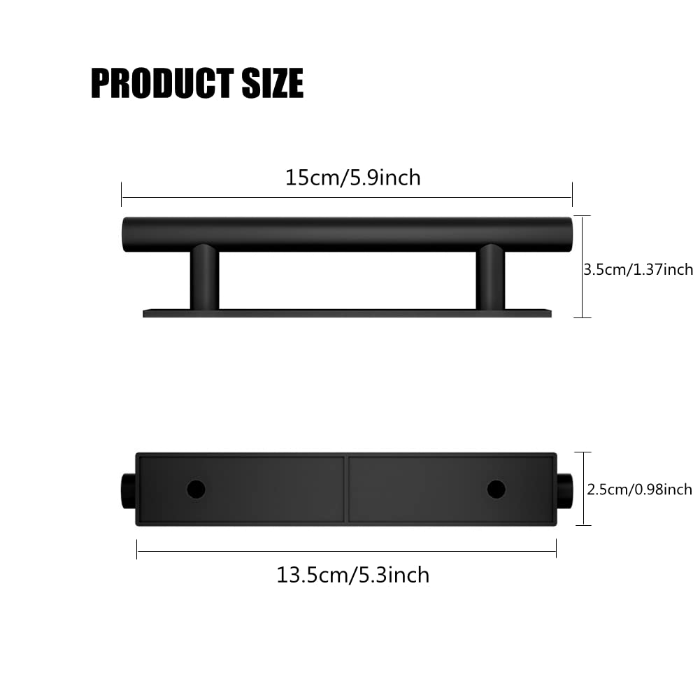 10 Pack Self-Stick Push Pull Helper ABS Plastic Wardrobe Handle Instant Cabinet Drawer Furniture Handles (Black)