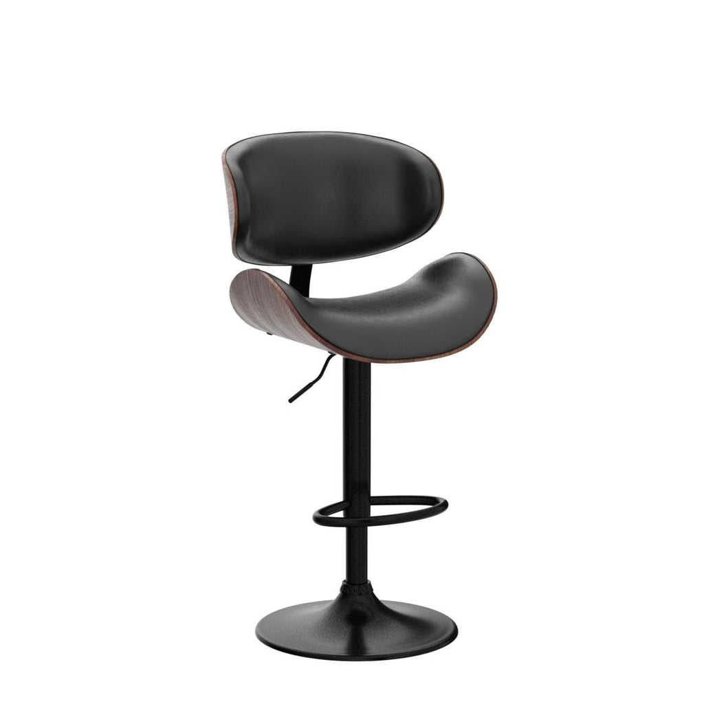Bentwood Swivel Bar Stools Set of 2, Adjustable, Matte Black