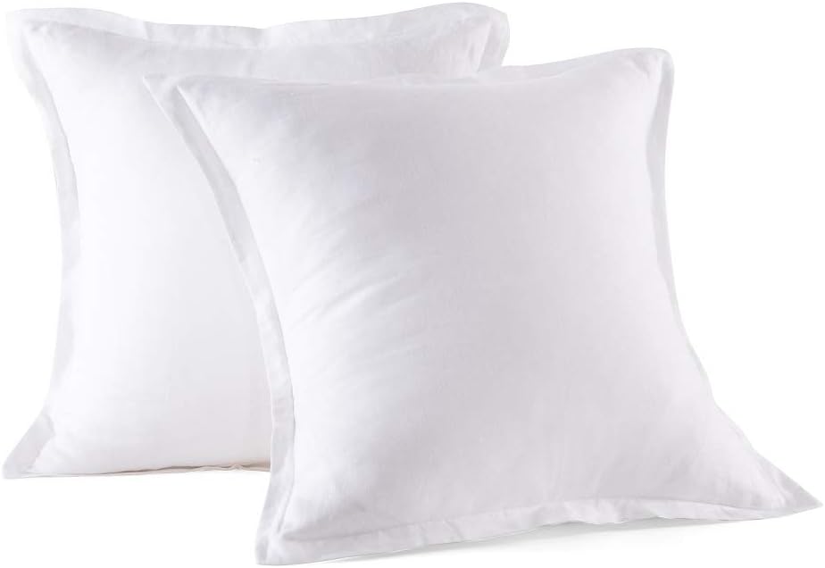 Stone Washed French Linen European Pillow Shams, Set of 2 Pieces, 26 inches x 26 inches Square Euro Sham, Super Soft