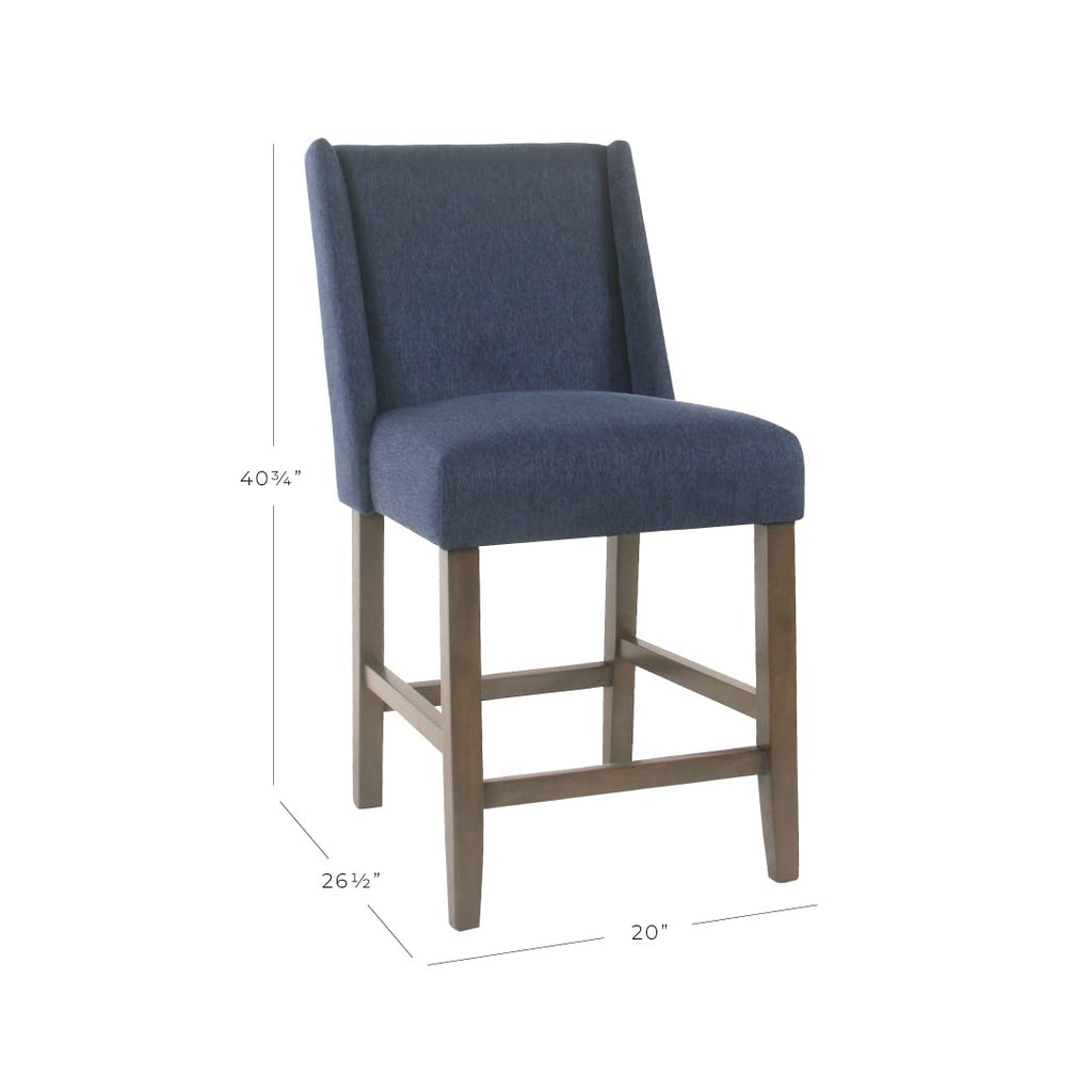 Upholstered Counter Stool, 24-Inch, Navy Woven