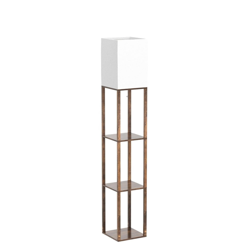 Floor Lamp with Shelves, Modern Shelf Lamp for Display Storage, 3 Color Temperature Wood Narrow Standing Corner Lamp