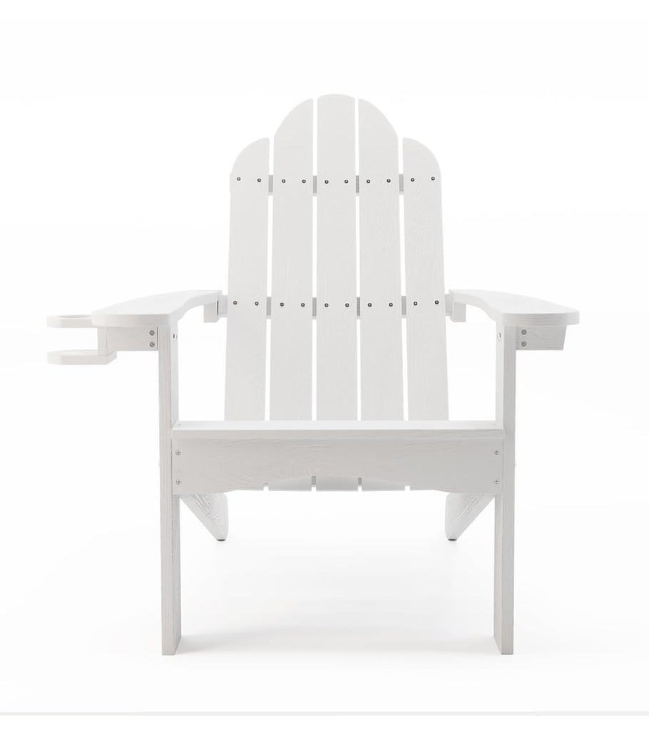 Outdoor Adirondack Chair, Cup Holder, Set of 4, White