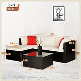 5-Piece Wicker Outdoor Patio Furniture Set | Red for Patio, Garden & Porch